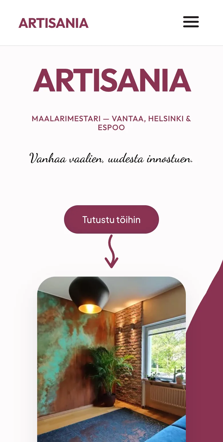 Artisania website on mobile