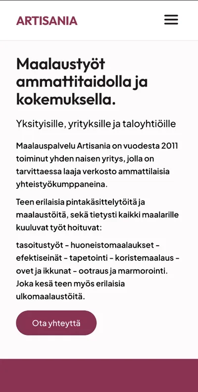 Artisania mobiilinäkymä