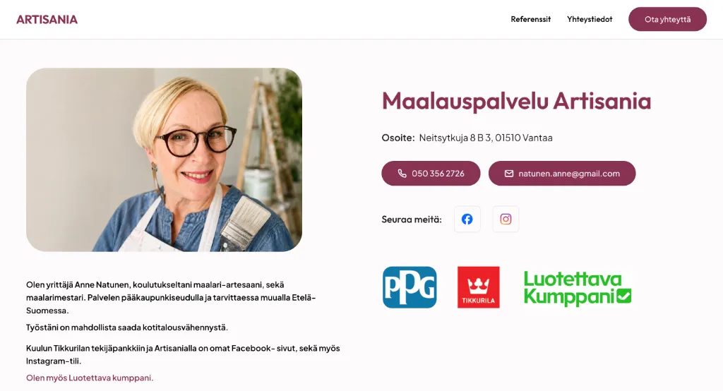 Artisania verkkosivut - Kuva 3