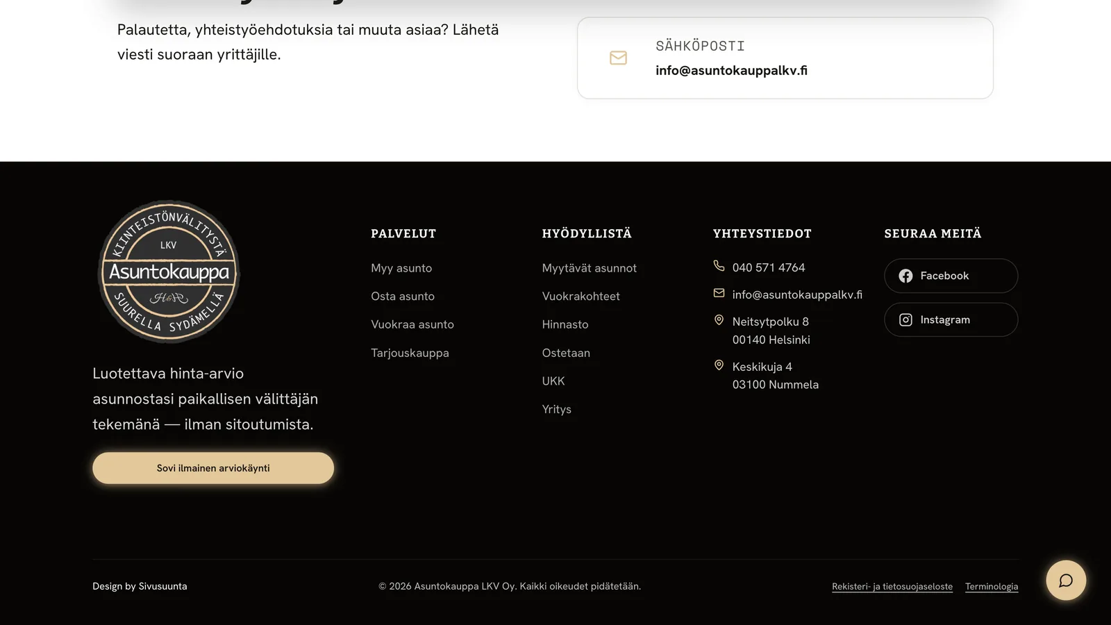 Asuntokauppa LKV website on tablet