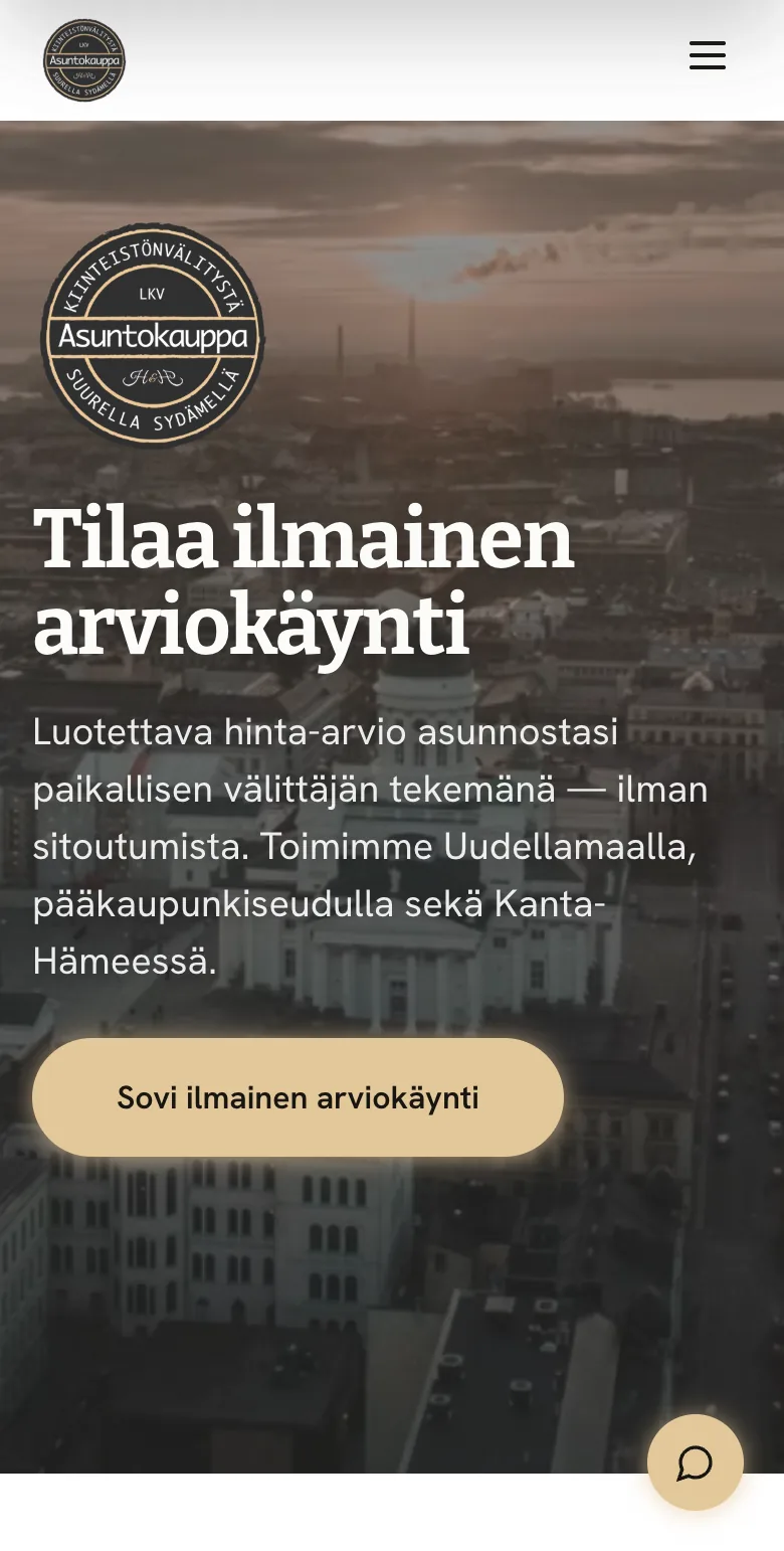Asuntokauppa LKV website on mobile