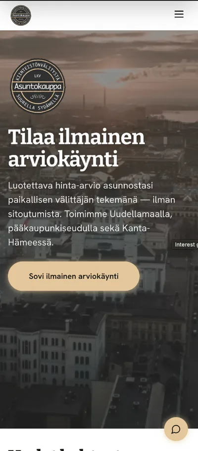 Asuntokauppa LKV mobiilinäkymä