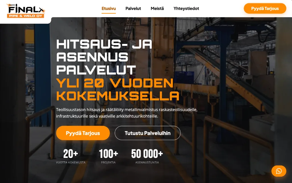 Final Pipe & Weld Oy verkkosivut - Kuva 1