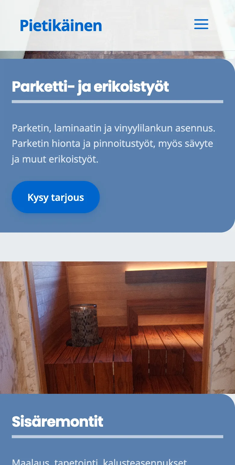 Ira Pietikäinen website on mobile