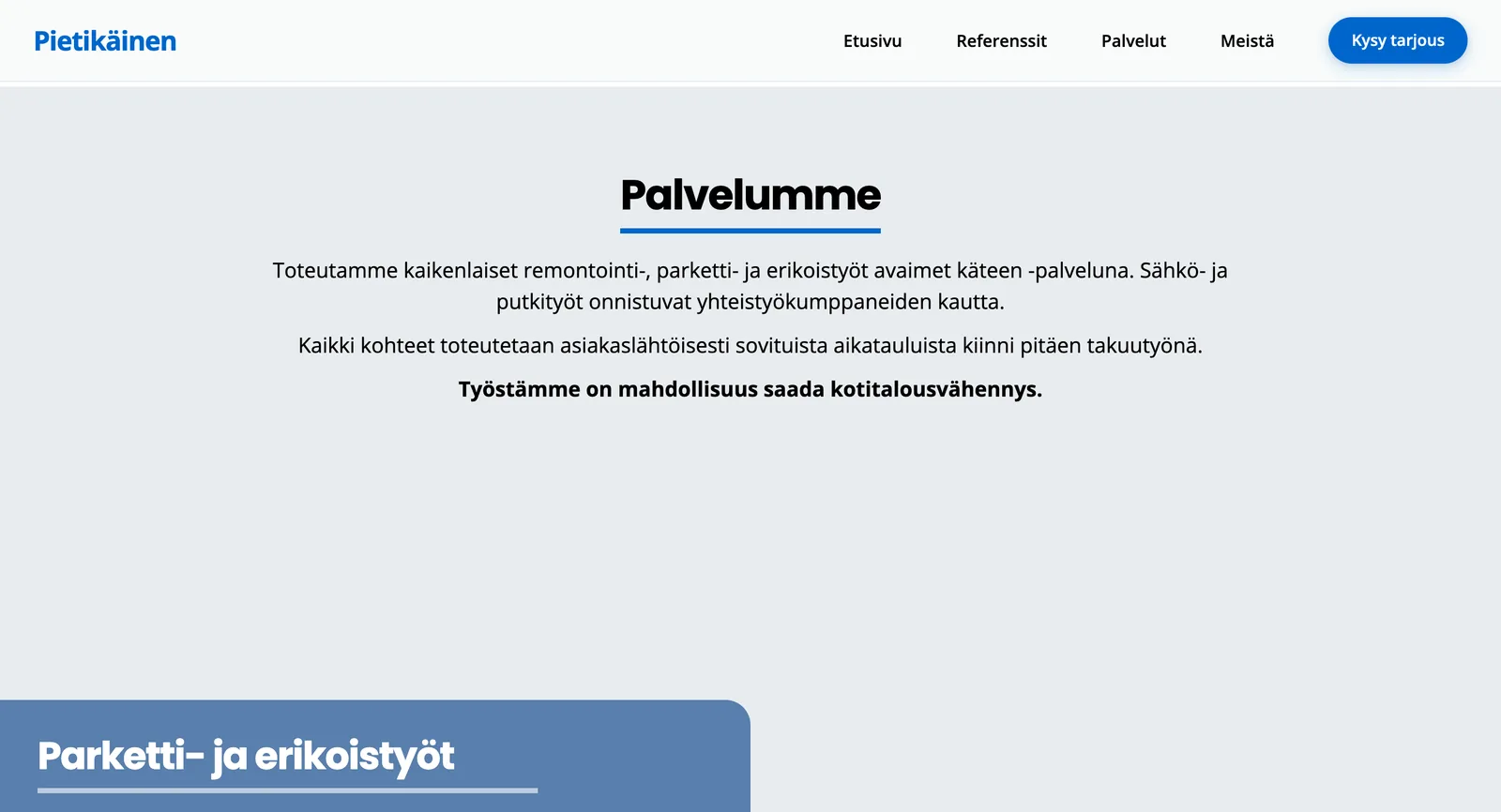 Ira Pietikäinen website on tablet