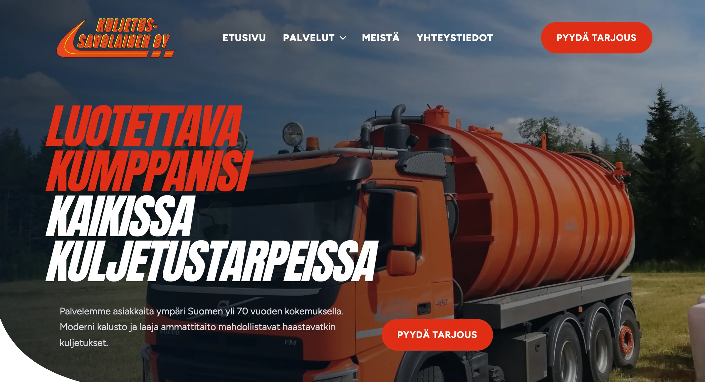 Kuljetus-Savolainen Oy website - Image 1