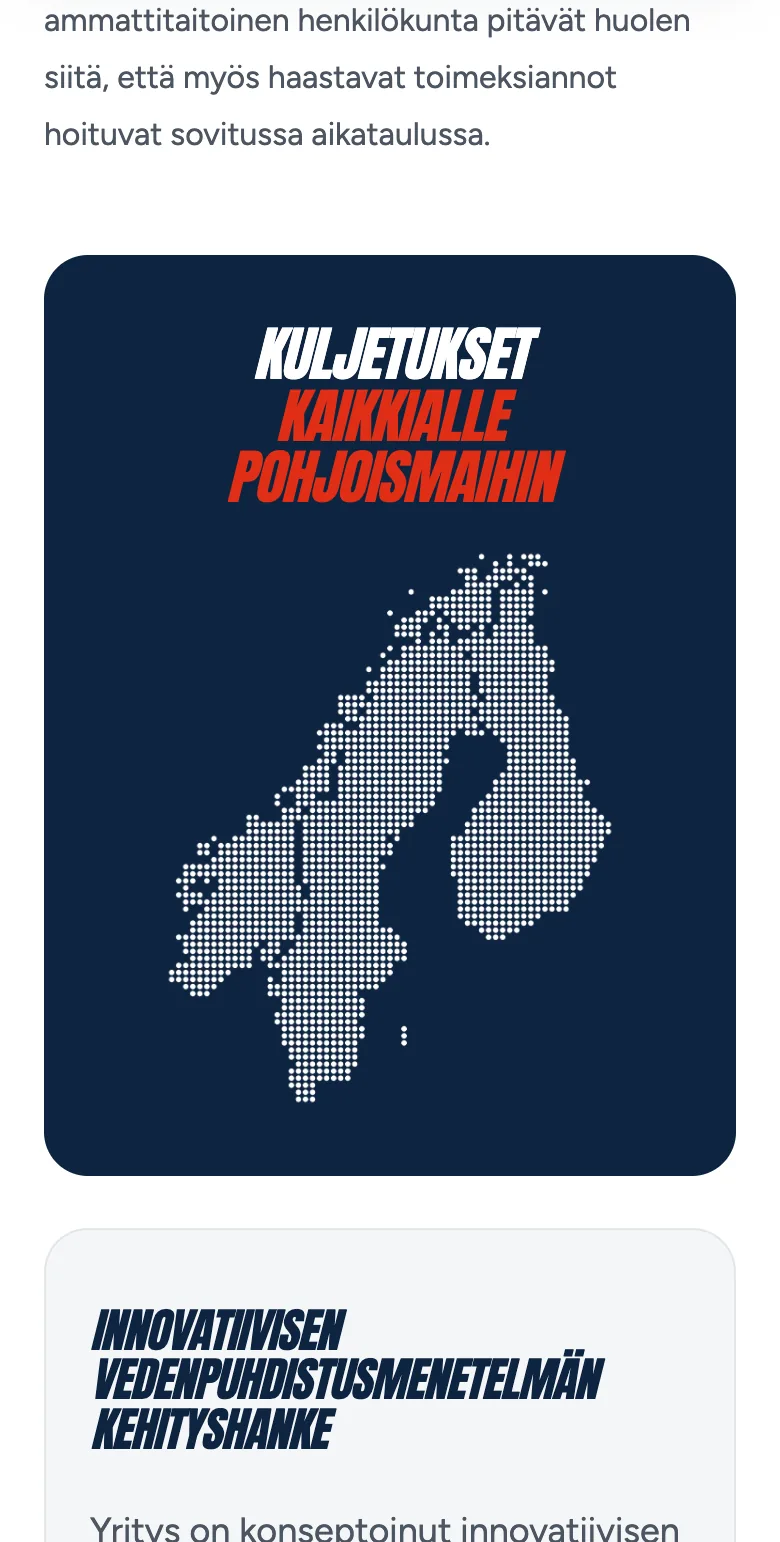 Kuljetus-Savolainen Oy website on mobile