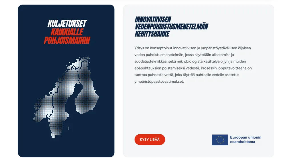 Kuljetus-Savolainen verkkosivujen palvelusivu