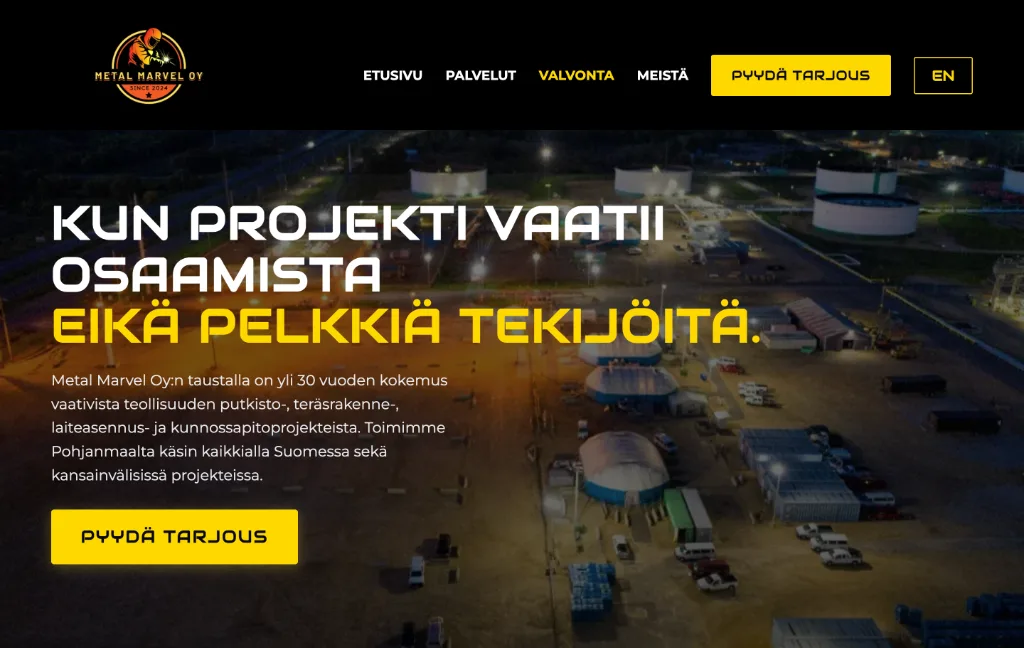 Metal Marvel Oy verkkosivut - Kuva 1