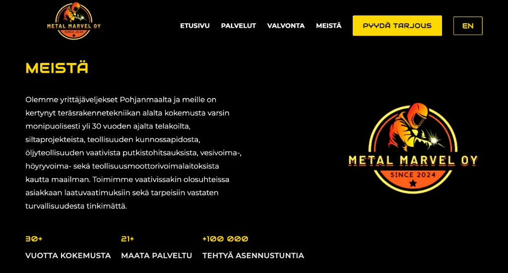 Metal Marvel Oy verkkosivut - Kuva 3