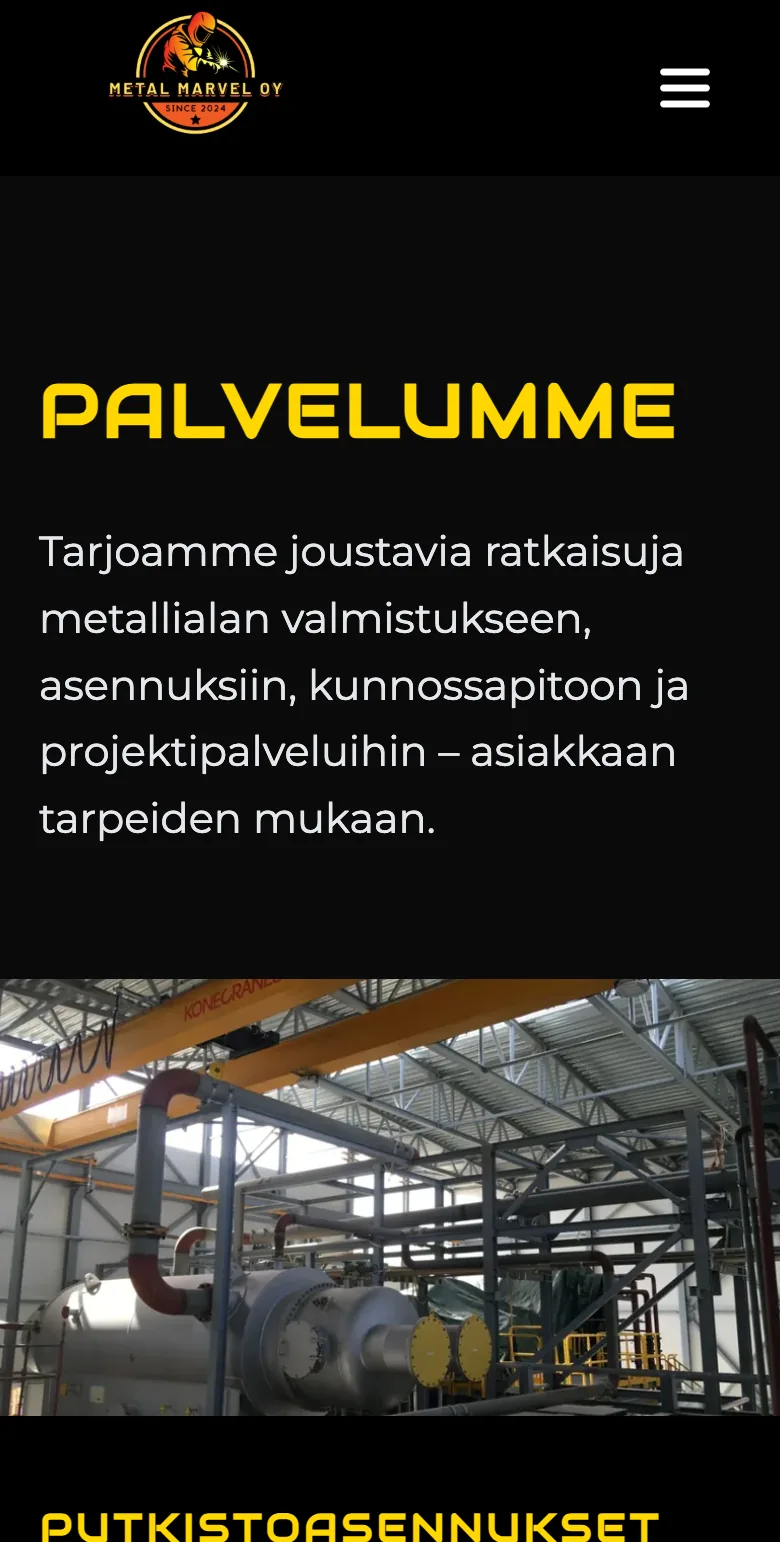 Metal Marvel Oy website on mobile