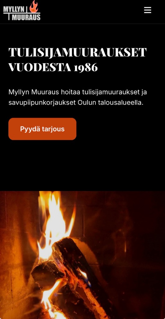 Vanhojen kotisivujen uudistus muurausurakoitsijalle - Mobile view