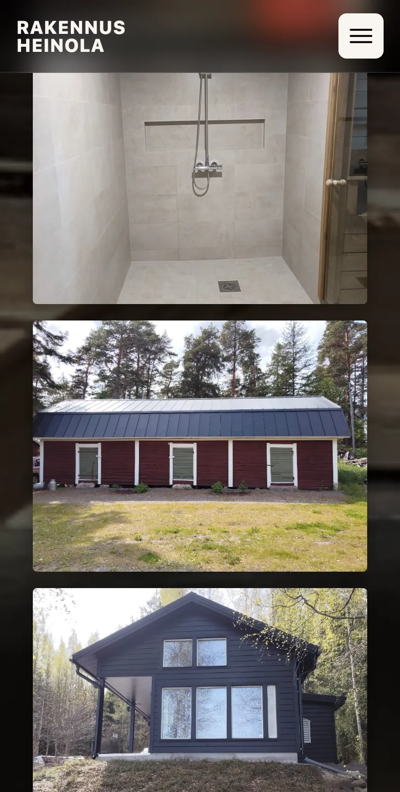 Rakennus Heinola Oy website on mobile
