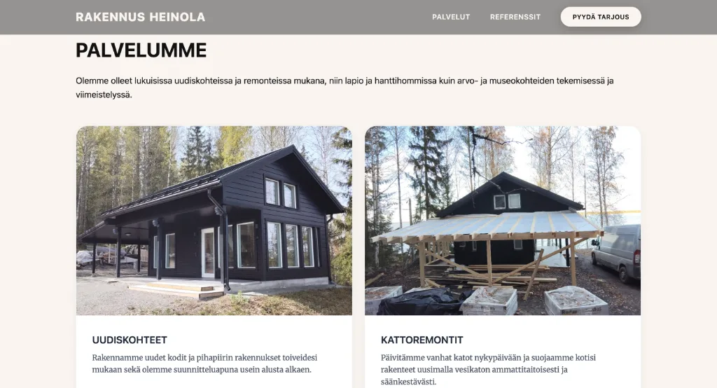 Rakennus Heinola Oy verkkosivut - Kuva 2
