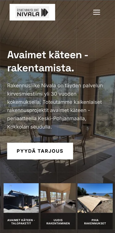 Rakennusliike Nivala mobiilinäkymä