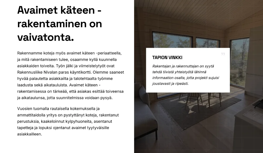 Rakennusliike Nivala Oy verkkosivut - Kuva 3