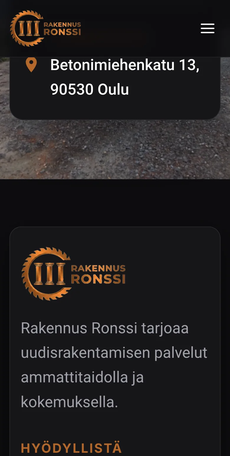 Rakennus Ronssi website on mobile