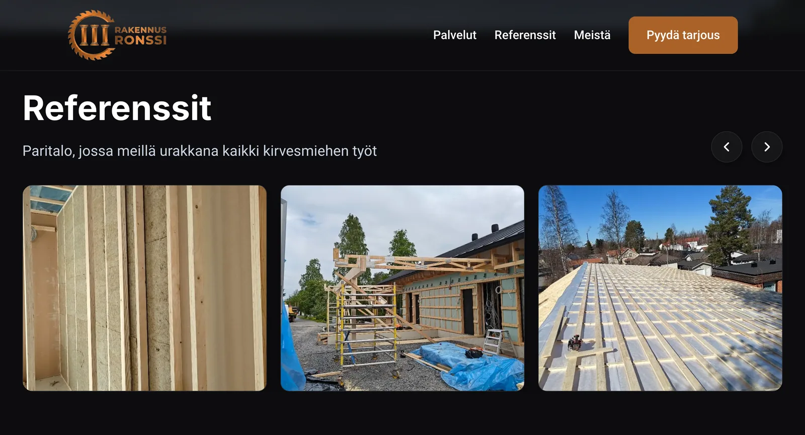 Rakennus Ronssi website on tablet