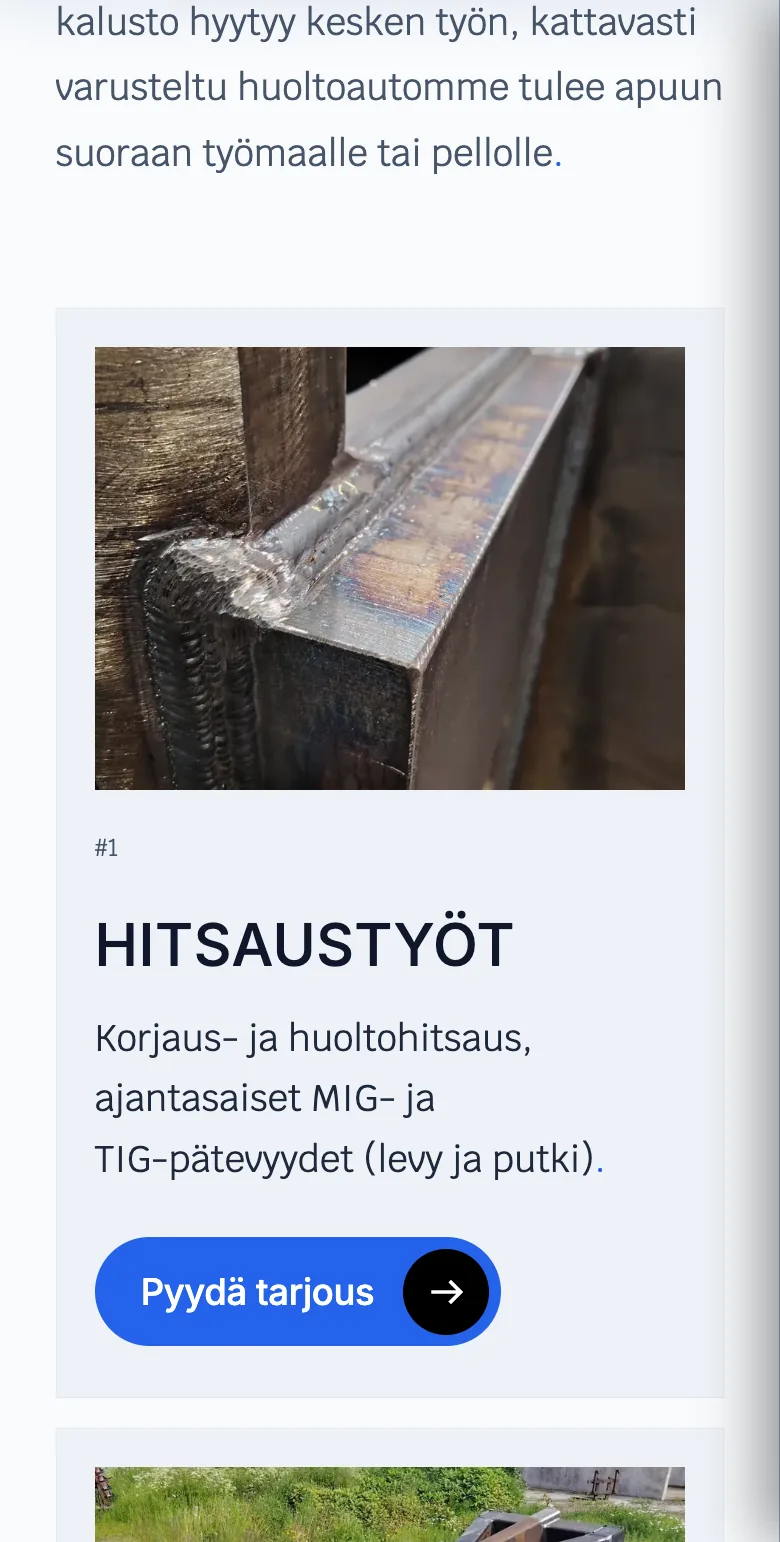 Hitsaus- ja korjaus Riikonen website on mobile