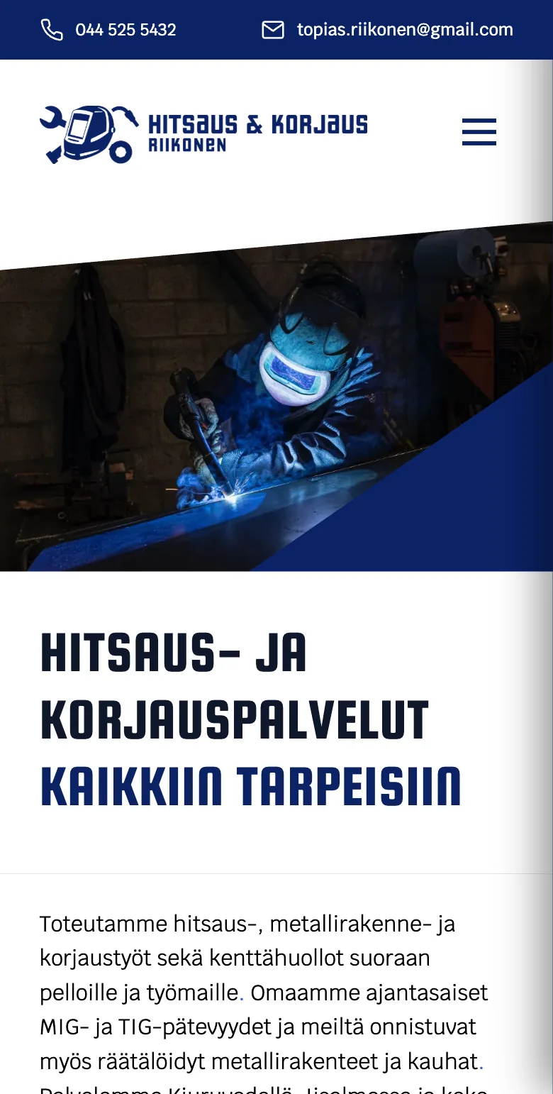 Hitsaus- ja korjaus Riikonen website on mobile