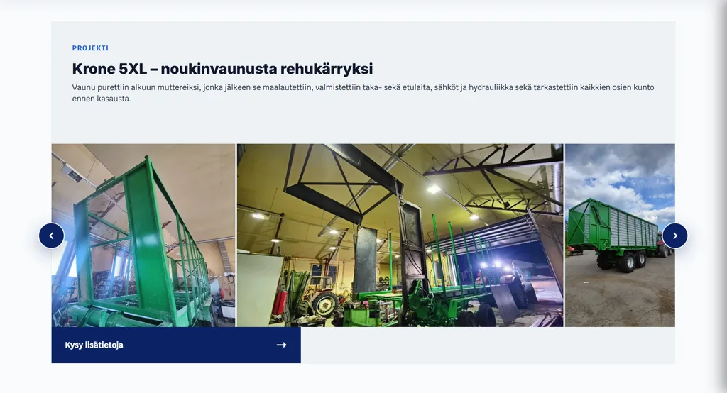 Hitsaus- ja korjaus Riikonen verkkosivujen sisältösivu