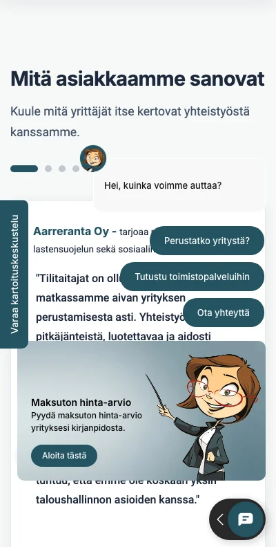 Tilitaitajat website on mobile